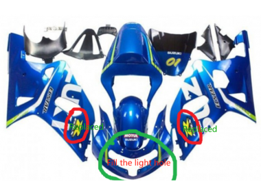 Meilleurs Carénages Moto Suzuki GSXR 600 / GSXR 750 2001-2003 - Bleu Jaune Vert Blanc--Customize for  Charlotte