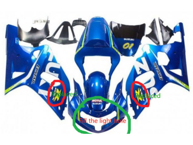 Carénages Moto Suzuki GSXR 600 / GSXR 750 2001-2003 - Bleu Jaune Vert Blanc--Customize for  Charlotte