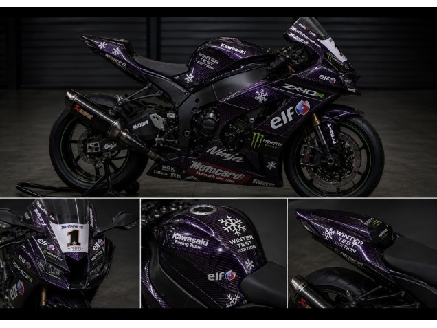 Carénages Moto Kawasaki ZX10R 2011-2015 - Violet Fibre de Carbone Winter Test Edition