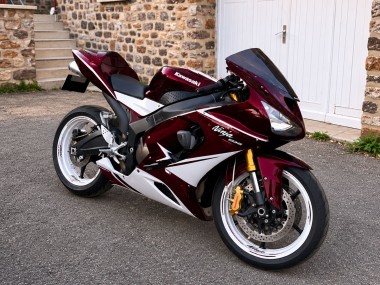 Meilleurs Carénages Moto Kawasaki Ninja ZX6R 636 2005-2006 - Blanc Rouge Foncé