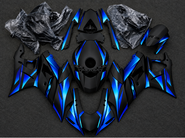 Carénage Moto Yamaha YZF R3/R25 2019-2021 - Pente Bleu Noir Mat