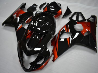 Meilleurs Carénages Moto Suzuki GSXR 600/750 2004-2005 - Noir Brillant Rouge Bande