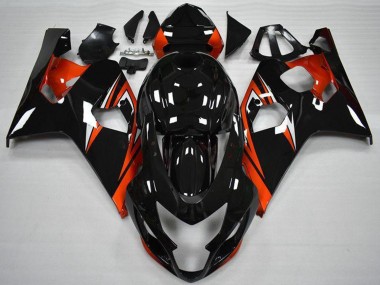 Meilleurs Carénages Moto Suzuki GSXR 600/750 2004-2005 - Noir Brillant Rouge Bande
