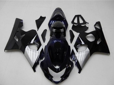 Meilleurs Carénages Moto Suzuki GSXR 600/750 2004-2005 - Noir Brillant Argent Bleu