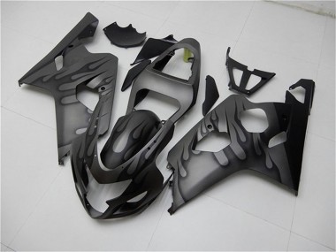 Meilleurs Carénages Moto Suzuki GSXR 600/750 2004-2005 - Gris Noir Flamme