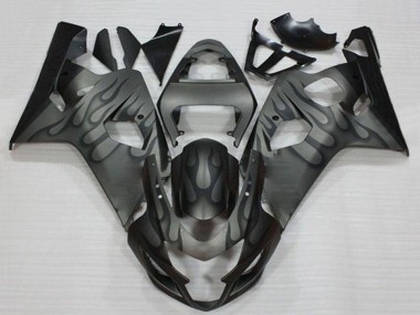 Meilleurs Carénages Moto Suzuki GSXR 600/750 2004-2005 - Gris Noir Flamme