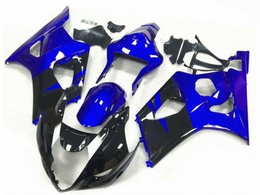 Meilleurs Carénages Moto Suzuki GSXR 1000 2003-2004 - Bleu Noir Brillant Bande