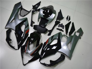 Meilleurs Carénage Moto Suzuki GSXR 1000 2005-2006 - Noir Brillant Argent
