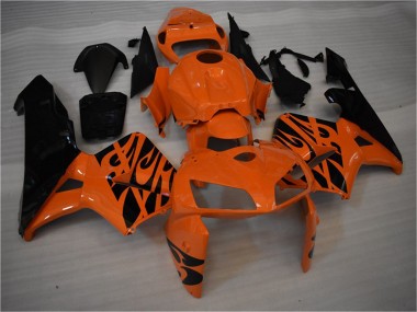 Meilleurs Carénage Moto Honda CBR600RR 2005-2006 - Orange Noir Flamme