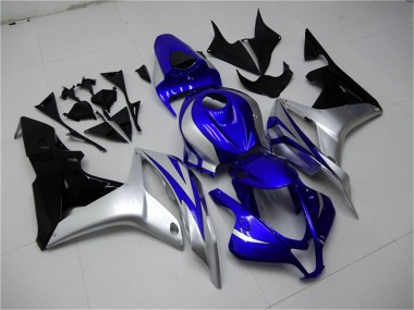 Meilleurs Carénages Moto Honda CBR600RR 2007-2008 - Argent Bleu Noir Brillant OEM Style