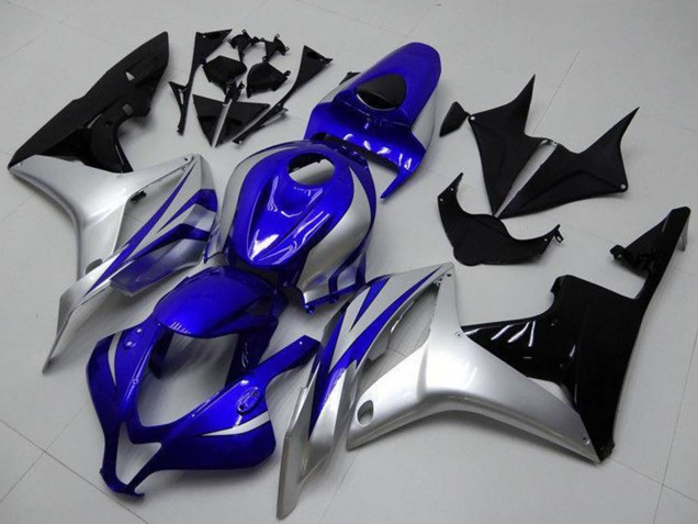 Carénages Moto Honda CBR600RR 2007-2008 - Argent Bleu Noir Brillant OEM Style