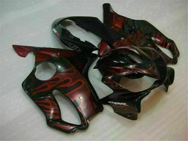 Meilleurs Carénages Moto Honda CBR600 F4i 2004-2007 - Noir Brillant Rouge Flamme