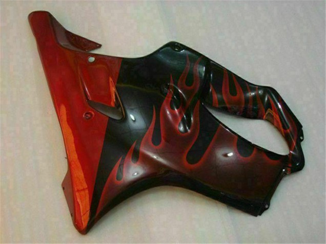 Carénages Moto Honda CBR600 F4i 2004-2007 - Noir Brillant Rouge Flamme