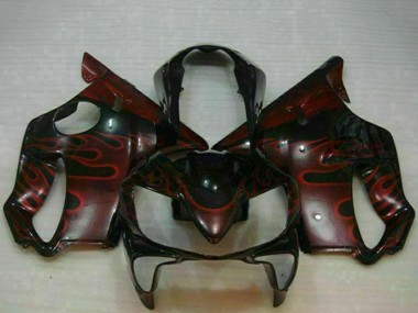 Meilleurs Carénages Moto Honda CBR600 F4i 2004-2007 - Noir Brillant Rouge Flamme