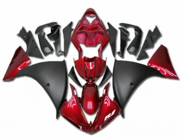 Meilleurs Carénages Moto Yamaha YZF R1 2009-2011 - Rouge Noir Mat
