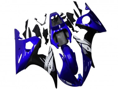 Meilleurs Carénages Moto Yamaha YZF R6 2003-2004 - Bleu Blanc Noir Brillant