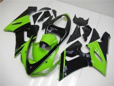 Meilleurs Carénage Moto Kawasaki ZX6R 2005-2006 - Vert Noir Brillant