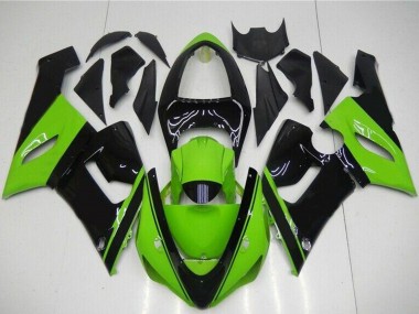 Meilleurs Carénage Moto Kawasaki ZX6R 2005-2006 - Vert Noir Brillant