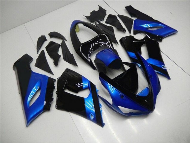 Kits Carénage Moto Kawasaki ZX6R 2005-2006 - Bleu Noir Brillant