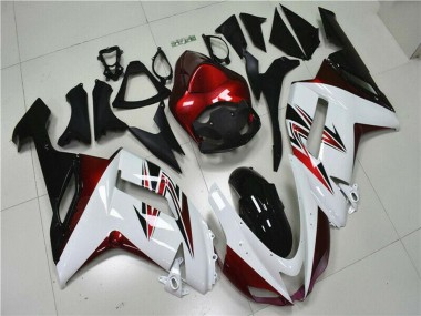 Meilleurs Carénages Moto Kawasaki ZX6R 2007-2008 - Blanc Noir Rouge