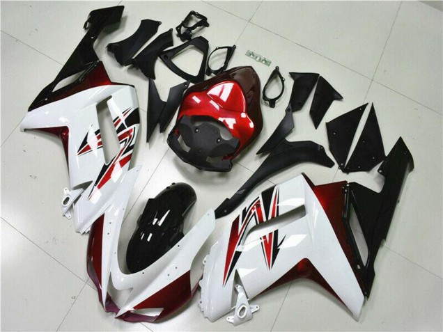 Carénages Moto Kawasaki ZX6R 2007-2008 - Blanc Noir Rouge