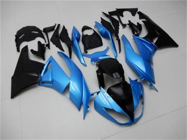 Meilleurs Carénages Moto Kawasaki ZX6R 2009-2012 - Bleu Clair Noir Brillant