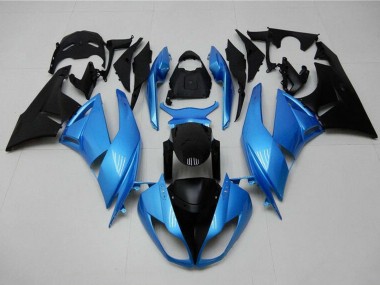 Meilleurs Carénages Moto Kawasaki ZX6R 2009-2012 - Bleu Clair Noir Brillant