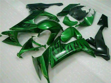 Meilleurs Carénages Moto Kawasaki ZX10R 2008-2010 - Noir Brillant Vert Flamme