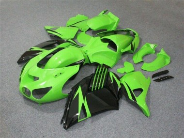 Meilleurs Carénage Moto Kawasaki ZX14R ZZR1400 2006-2011 - Vert Noir Brillant