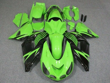 Meilleurs Carénage Moto Kawasaki ZX14R ZZR1400 2006-2011 - Vert Noir Brillant