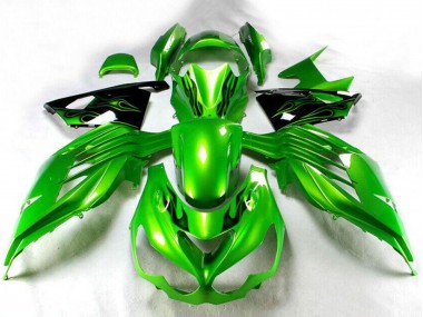 Meilleurs Carénage Moto Kawasaki ZX14R ZZR1400 2012-2024 - Vert Noir Brillant