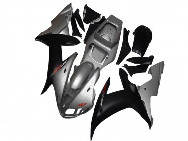 Meilleurs Carénages Moto Yamaha YZF R1 2002-2003 - Argent Noir Mat