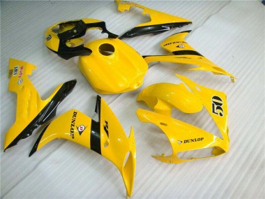 Meilleurs Carénages Moto Yamaha YZF R1 2004-2006 - Jaune Noir Brillant Dunlop 50