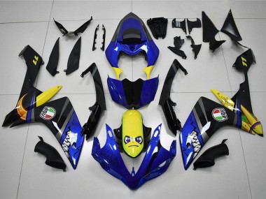 Meilleurs Carénages Moto Yamaha YZF R1 2007-2008 - Bleu Jaune Noir Requin
