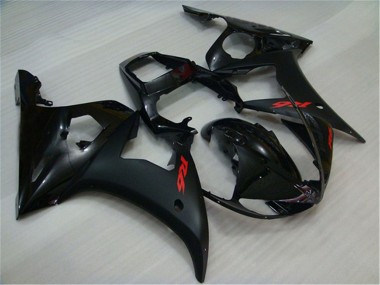 Meilleurs Carénages Moto Yamaha YZF R6 2003-2004 - Noir Brillant Noir Mat Rouge Décalque