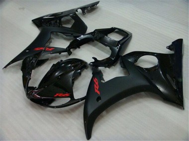 Meilleurs Carénages Moto Yamaha YZF R6 2003-2004 - Noir Brillant Noir Mat Rouge Décalque