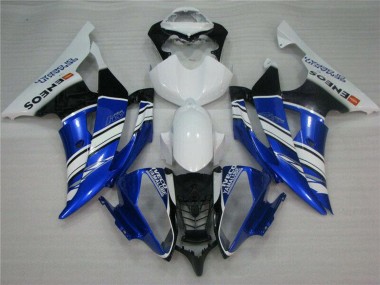 Meilleurs Carénages Moto Yamaha YZF R6 2008-2016 - Blanc Bleu Noir ENEOS Semakin Didepan