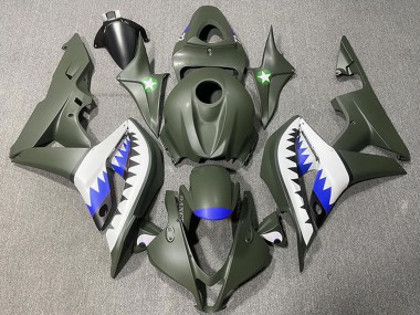 Meilleurs Carénages Moto Honda CBR600RR 2007-2008 - Vert Armée Blanc Bleu Requin