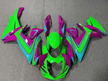 Meilleurs Carénages Moto Suzuki GSXR 600 / GSXR 750 2011-2024 - Vert Magenta Bleu Clair