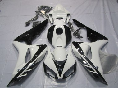 Meilleurs Carénages Moto Honda CBR1000RR 2006-2007 - Blanc Noir Brillant OEM Style No Décalque