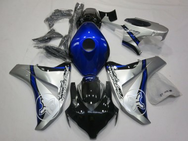 Meilleurs Carénages Moto Honda CBR1000RR 2006-2007 - Argent Bleu Noir Brillant TBR