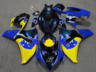 Meilleurs Carénage Moto Honda CBR1000RR 2008-2011 - Bleu Foncé Jaune Red Bull