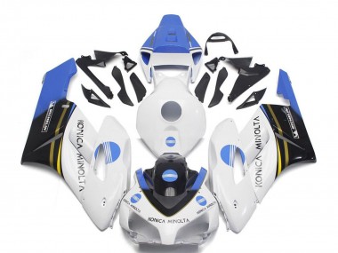 Meilleurs Carénages Moto Honda CBR1000RR 2004-2005 - Blanc Bleu Clair Noir Brillant Konica Minolta