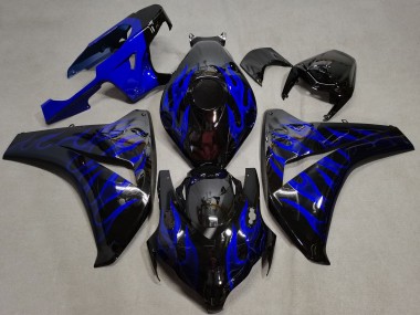 Meilleurs Carénages Moto Honda CBR1000RR 2008-2011 - Noir Brillant Bleu Flamme