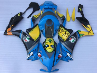 Meilleurs Carénages Moto Honda CBR1000RR 2012-2016 - Bleu Jaune Noir Brillant Requin Teeth