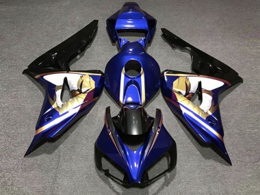 Meilleurs Carénages Moto Honda CBR1000RR 2006-2007 - Bleu Blanc Or Noir Brillant