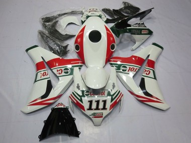 Meilleurs Carénages Moto Honda CBR1000RR 2008-2011 - Blanc Rouge Vert Castrol 111