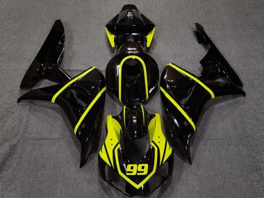 Meilleurs Carénage Moto Honda CBR1000RR 2006-2007 - Noir Brillant Haute Visibilité Jaune 99