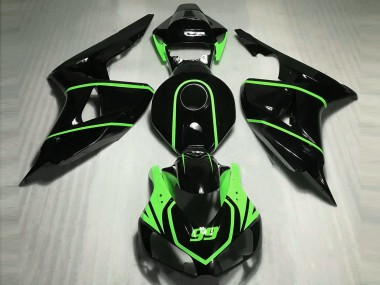 Meilleurs Carénages Moto Honda CBR1000RR 2006-2007 - Noir Brillant Haute Visibilité Vert