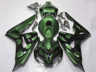 Meilleurs Carénages Moto Honda CBR1000RR 2006-2007 - Vert Noir Brillant Flamme